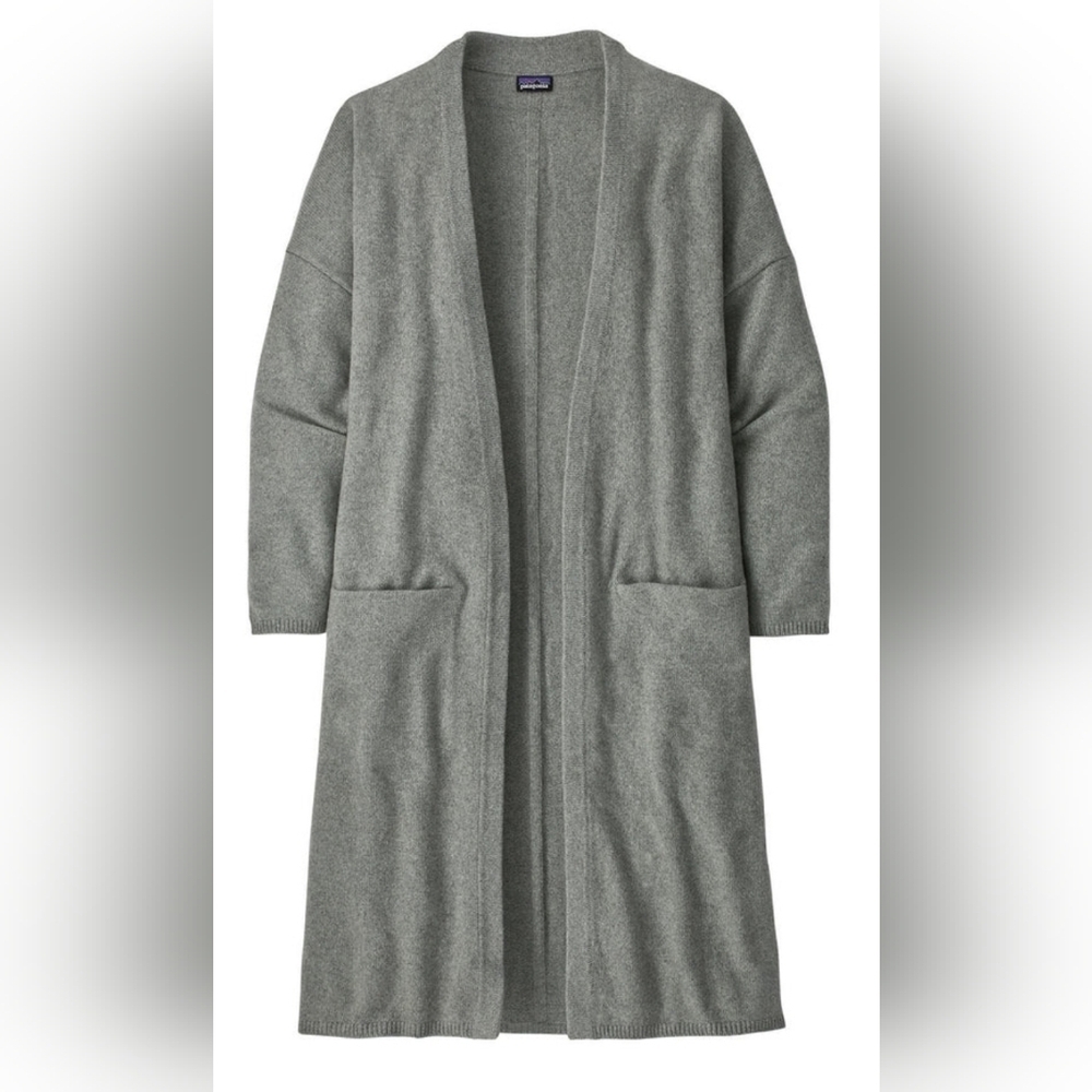 Patagonia Elegant Cashmere/Wool GRAY Open Front Cardigan Size L